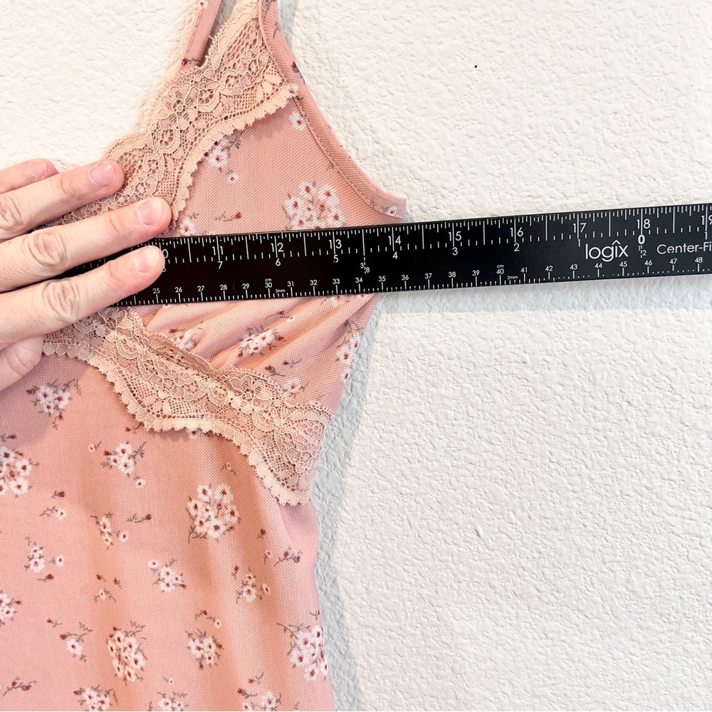 Forever 21 Floral Lace Trim Cami Slip Dress Pink Mini S Coquette Feminine - Picture 7 of 10